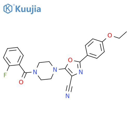 2-(4-ethoxyphenyl)-5-4-(2-fluorobenzoyl)piperazin-1-yl-1,3-oxazole-4-carbonitrile structure