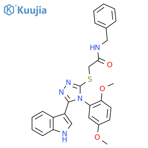 N-benzyl-2-{4-(2,5-dimethoxyphenyl)-5-(1H-indol-3-yl)-4H-1,2,4-triazol-3-ylsulfanyl}acetamide structure