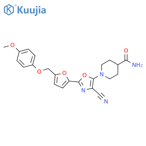 1-(4-cyano-2-{5-(4-methoxyphenoxy)methylfuran-2-yl}-1,3-oxazol-5-yl)piperidine-4-carboxamide structure