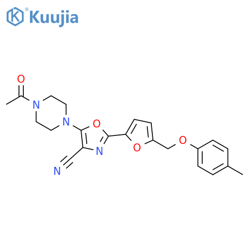 5-(4-acetylpiperazin-1-yl)-2-{5-(4-methylphenoxy)methylfuran-2-yl}-1,3-oxazole-4-carbonitrile structure