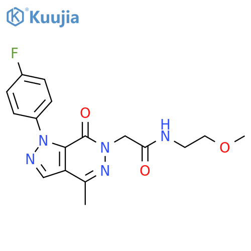 2-1-(4-fluorophenyl)-4-methyl-7-oxo-1H,6H,7H-pyrazolo3,4-dpyridazin-6-yl-N-(2-methoxyethyl)acetamide structure