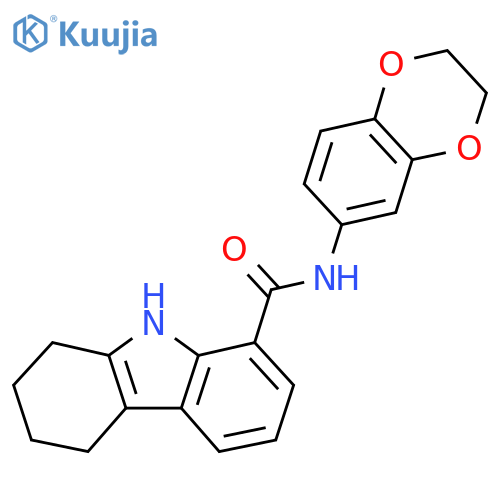 N-(2,3-dihydro-1,4-benzodioxin-6-yl)-2,3,4,9-tetrahydro-1H-carbazole-8-carboxamide structure