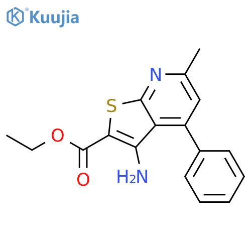 THIENO[2,3-B]PYRIDINE-2-CARBOXYLIC ACID, 3-AMINO-6-METHYL-4-PHENYL-, ETHYL ESTER structure