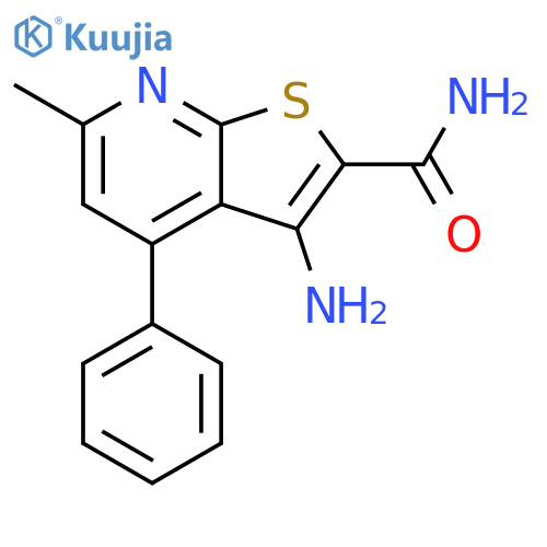 Thieno[2,3-b]pyridine-2-carboxamide, 3-amino-6-methyl-4-phenyl- structure