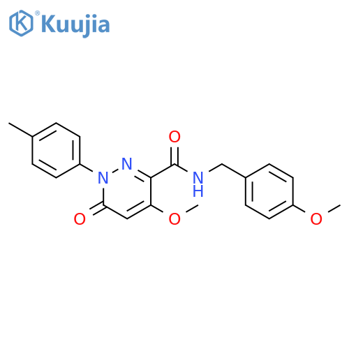 4-methoxy-N-(4-methoxyphenyl)methyl-1-(4-methylphenyl)-6-oxo-1,6-dihydropyridazine-3-carboxamide structure