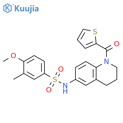 4-methoxy-3-methyl-N-1-(thiophene-2-carbonyl)-1,2,3,4-tetrahydroquinolin-6-ylbenzene-1-sulfonamide structure