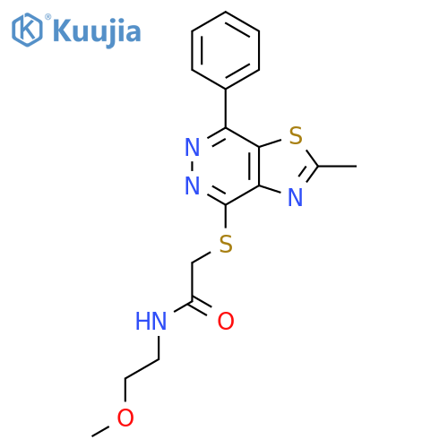 N-(2-methoxyethyl)-2-({2-methyl-7-phenyl-1,3thiazolo4,5-dpyridazin-4-yl}sulfanyl)acetamide structure