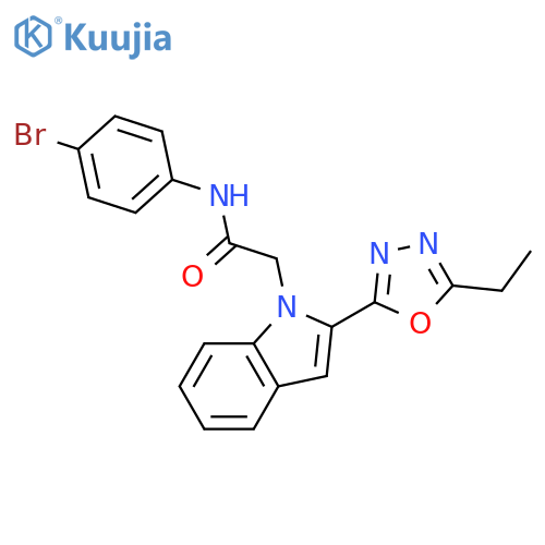 N-(4-bromophenyl)-2-2-(5-ethyl-1,3,4-oxadiazol-2-yl)-1H-indol-1-ylacetamide structure