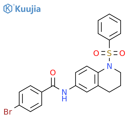 N-1-(benzenesulfonyl)-1,2,3,4-tetrahydroquinolin-6-yl-4-bromobenzamide structure