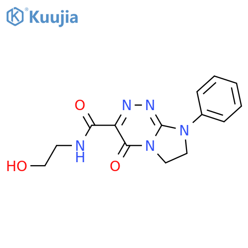 N-(2-hydroxyethyl)-4-oxo-8-phenyl-4H,6H,7H,8H-imidazo2,1-c1,2,4triazine-3-carboxamide structure