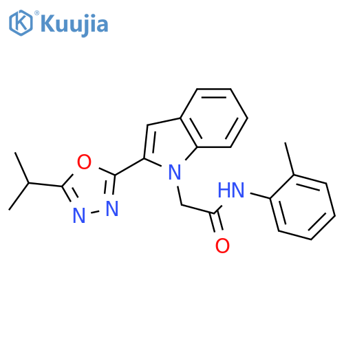 N-(2-methylphenyl)-2-{2-5-(propan-2-yl)-1,3,4-oxadiazol-2-yl-1H-indol-1-yl}acetamide structure