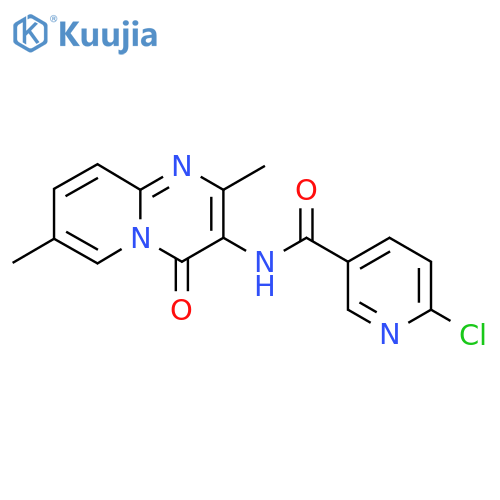 6-chloro-N-{2,7-dimethyl-4-oxo-4H-pyrido1,2-apyrimidin-3-yl}pyridine-3-carboxamide structure