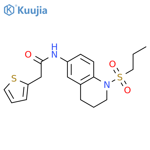 N-1-(propane-1-sulfonyl)-1,2,3,4-tetrahydroquinolin-6-yl-2-(thiophen-2-yl)acetamide structure