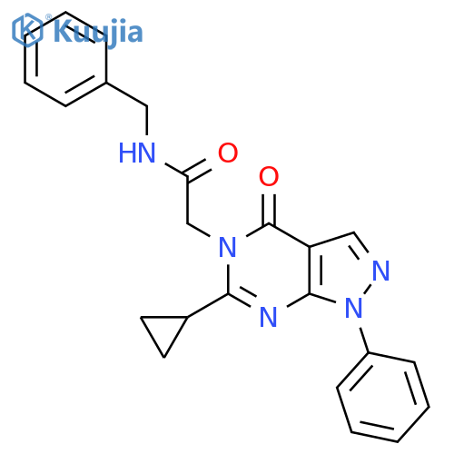 N-benzyl-2-{6-cyclopropyl-4-oxo-1-phenyl-1H,4H,5H-pyrazolo3,4-dpyrimidin-5-yl}acetamide structure