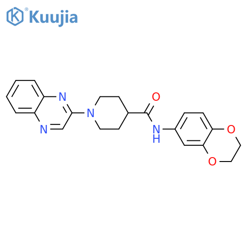 N-(2,3-dihydro-1,4-benzodioxin-6-yl)-1-(quinoxalin-2-yl)piperidine-4-carboxamide structure