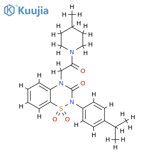 4-2-(4-methylpiperidin-1-yl)-2-oxoethyl-2-4-(propan-2-yl)phenyl-3,4-dihydro-2H-1lambda6,2,4-benzothiadiazine-1,1,3-trione structure