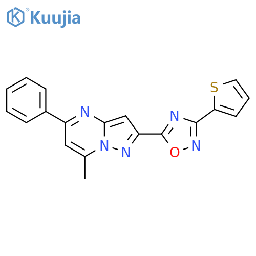 5-{7-methyl-5-phenylpyrazolo1,5-apyrimidin-2-yl}-3-(thiophen-2-yl)-1,2,4-oxadiazole structure