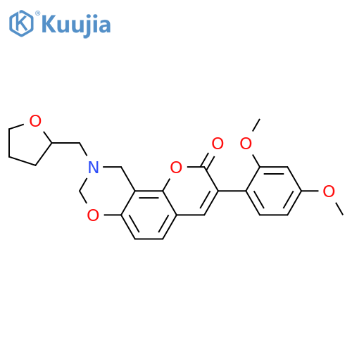 3-(2,4-dimethoxyphenyl)-9-(oxolan-2-yl)methyl-2H,8H,9H,10H-chromeno8,7-e1,3oxazin-2-one structure