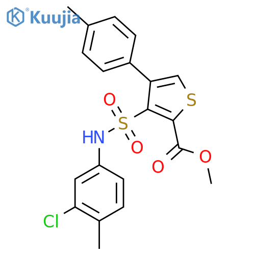 methyl 3-(3-chloro-4-methylphenyl)sulfamoyl-4-(4-methylphenyl)thiophene-2-carboxylate structure