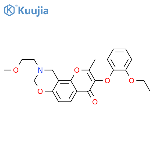 3-(2-ethoxyphenoxy)-9-(2-methoxyethyl)-2-methyl-4H,8H,9H,10H-chromeno8,7-e1,3oxazin-4-one structure