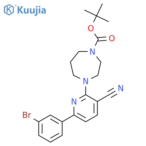 Tert-butyl 4-[6-(3-bromophenyl)-3-cyanopyridin-2-yl]-1,4-diazepane-1-carboxylate structure