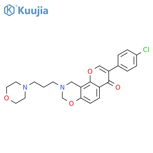 3-(4-chlorophenyl)-9-3-(morpholin-4-yl)propyl-4H,8H,9H,10H-chromeno8,7-e1,3oxazin-4-one structure