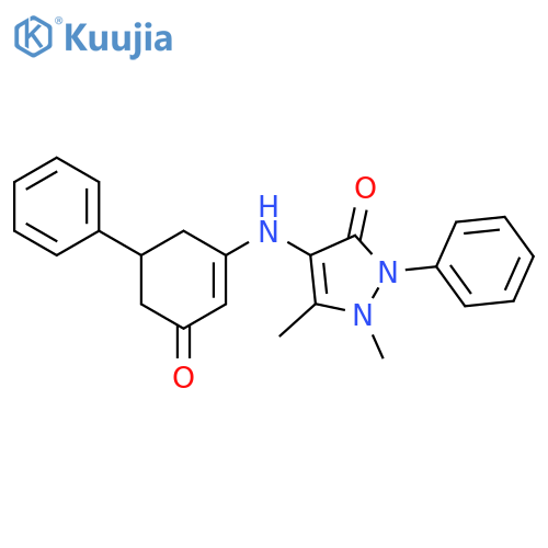 1,5-Dimethyl-4-(3-oxo-5-phenyl-1-cyclohexenyl)amino-2-phenyl-1,2-dihydro-3H-pyrazol-3-one structure