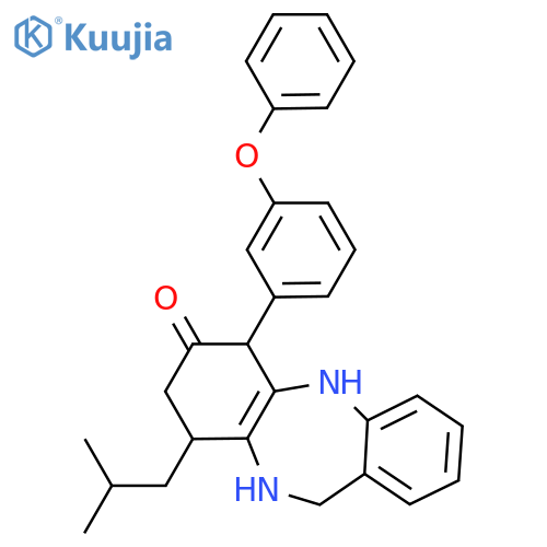 9-(2-methylpropyl)-6-(3-phenoxyphenyl)-5,6,8,9,10,11-hexahydrobenzo[b][1,4]benzodiazepin-7-one structure