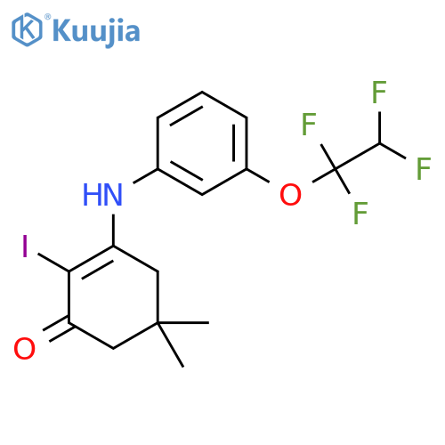 2-Iodo-5,5-dimethyl-3-((3-(1,1,2,2-tetrafluoroethoxy)phenyl)amino)cyclohex-2-EN-1-one structure
