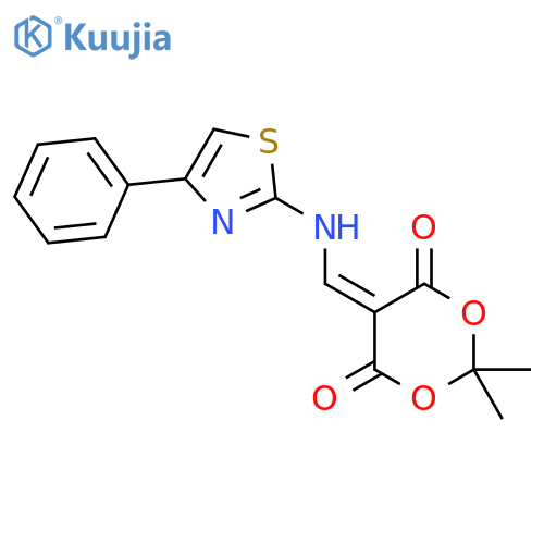2,2-dimethyl-5-{(4-phenyl-1,3-thiazol-2-yl)aminomethylidene}-1,3-dioxane-4,6-dione structure