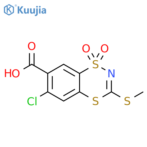 1,4,2-Benzodithiazine-7-carboxylic acid, 6-chloro-3-(methylthio)-,1,1-dioxide structure