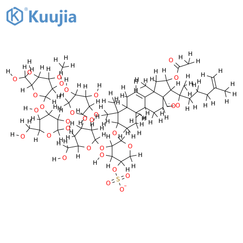 16beta-acetoxy-3beta-hydroxy-3-O-{3-O-methyl-beta-D-glucopyranosyl-(1->3)-beta-D-glucopyranosyl-(1->4)-[beta-D-xylopyranosyl-(1->2)]-beta-D-glucopyranosyl-(1->2)-4-O-sulfo-beta-D-xylopyranosyl}-holosta-7,25-diene monosodium salt structure