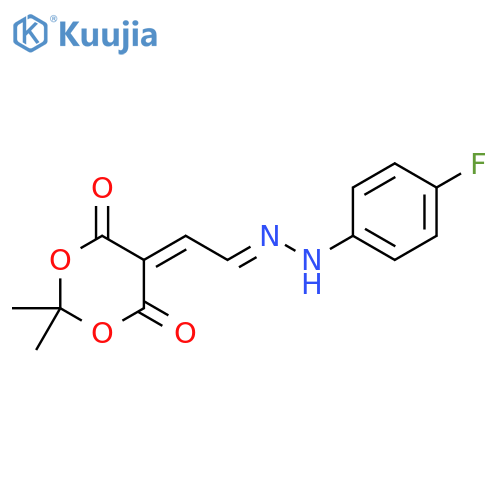 Acetaldehyde, 2-(2,2-dimethyl-4,6-dioxo-1,3-dioxan-5-ylidene)-, 1-[2-(4-fluorophenyl)hydrazone], (1E)- structure