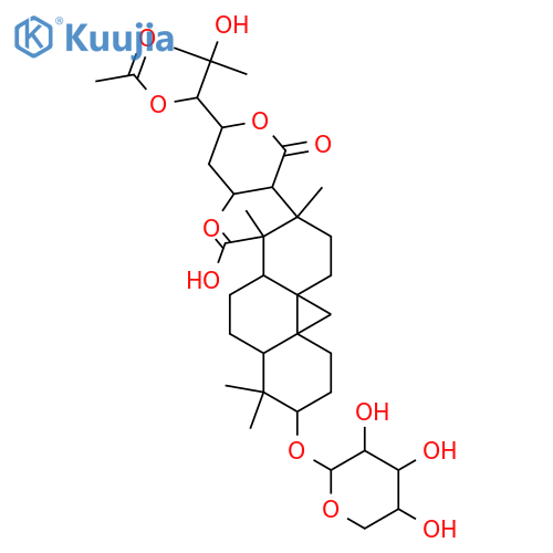 3,24,25-Trihydroxy-15,16-secocycloartan-16,23-olid-15-oic acid; (3β,23R,24R)-form, 24-Ac, 3-O-β-D-xylopyranoside structure