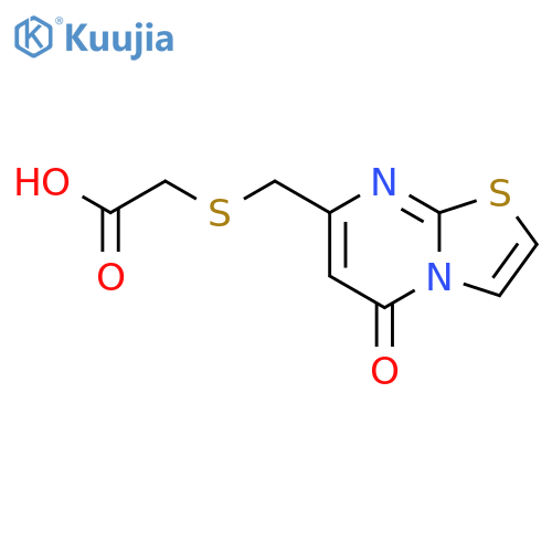 2-({5-Oxo-5H-1,3thiazolo3,2-apyrimidin-7-yl}methyl)sulfanylacetic Acid structure