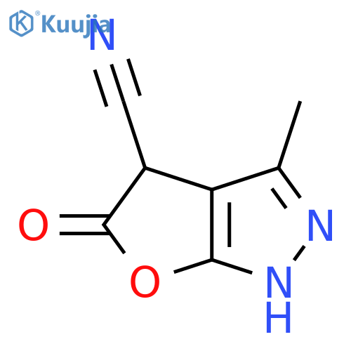 4,5-dihydro-3-methyl-5-oxo-1H-Furo[2,3-c]pyrazole-4-carbonitrile structure