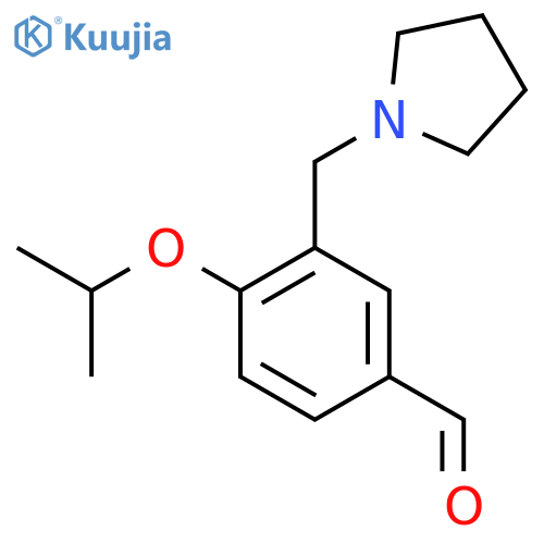 4-(propan-2-yloxy)-3-[(pyrrolidin-1-yl)methyl]benzaldehyde structure