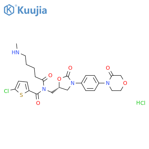 5-Chloro-N-[5-(methylamino)pentanoyl]-N-({(5S)-2-oxo-3-[4-(3-oxomorpholin-4-yl)phenyl]-1,3-oxazolidin-5-yl}methyl)thiophene-2-carboxamide hydrochloride structure