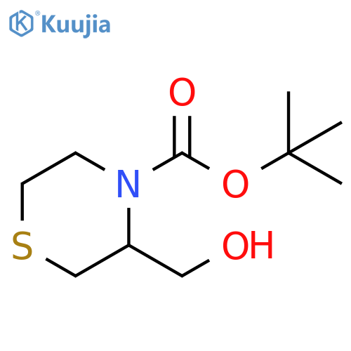 4-Thiomorpholinecarboxylic acid, 3-(hydroxymethyl)-, 1,1-dimethylethyl ester structure