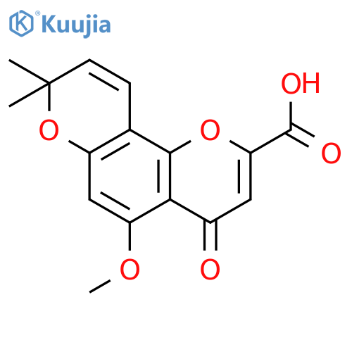 4H,8H-Benzo[1,2-b:3,4-b']dipyran-2-carboxylicacid, 5-methoxy-8,8-dimethyl-4-oxo- (9CI) structure