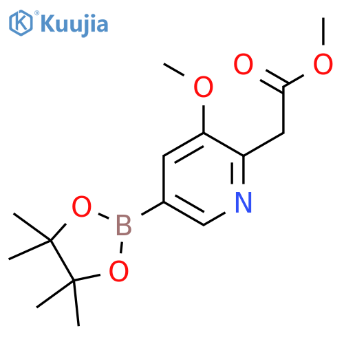 3-methoxy-5-(4,4,5,5-tetramethyl-1,3,2-dioxaborolan-2-yl)-2-Pyridineacetic acid methyl ester structure