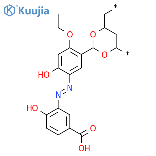 Poly[[2-[5-[(5-carboxy-2-hydroxyphenyl)azo]-2-ethoxy-4-hydroxyphenyl]-1,3-dioxane-4,6-diyl]methylene] structure