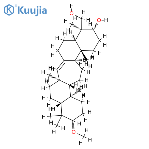 3β-Methoxy-C(14a)-homo-27-norgammacer-14-ene-21β,29-diol structure
