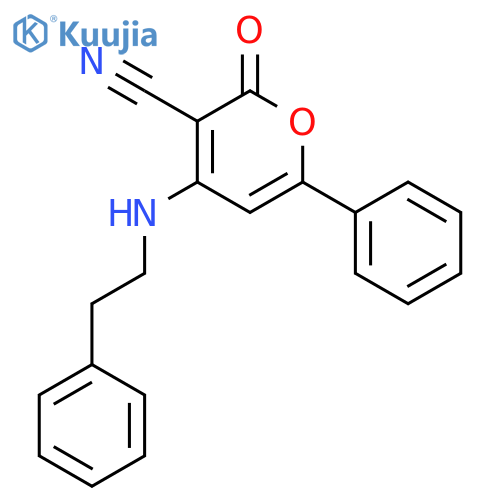 2H-Pyran-3-carbonitrile, 2-oxo-6-phenyl-4-[(2-phenylethyl)amino]- structure