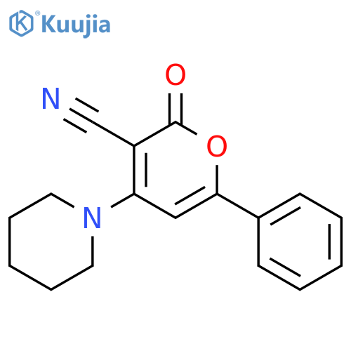 2H-Pyran-3-carbonitrile, 2-oxo-6-phenyl-4-(1-piperidinyl)- structure