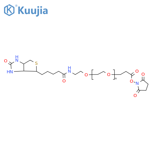 O-[2-(Biotinyl-amino)ethyl]-O??-[3-(N-succinimidyloxy)-3-oxopropyl]polyethylene  glycol  3000 structure