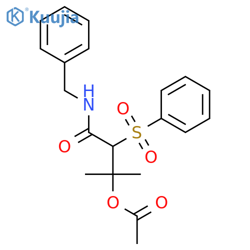 Butanamide, 3-(acetyloxy)-3-methyl-N-(phenylmethyl)-2-(phenylsulfonyl)- structure