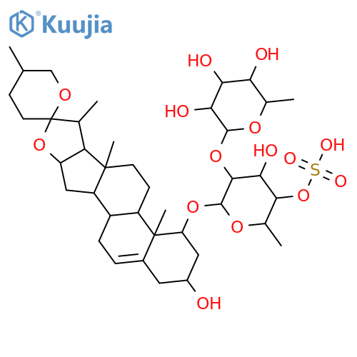 ruscogenin 1-O-alpha-L-rhamnopyranosyl(1->2)-4-O-sulfo-beta-D-fucopyranoside structure