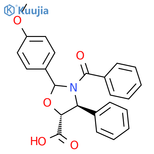 (4S,5R)-3-Benzoyl-2-(4-methoxyphenyl)-4-phenyloxazolidine-5-carboxylic acid structure