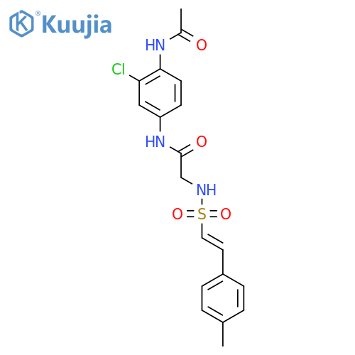 N-(3-chloro-4-acetamidophenyl)-2-[2-(4-methylphenyl)ethenesulfonamido]acetamide structure